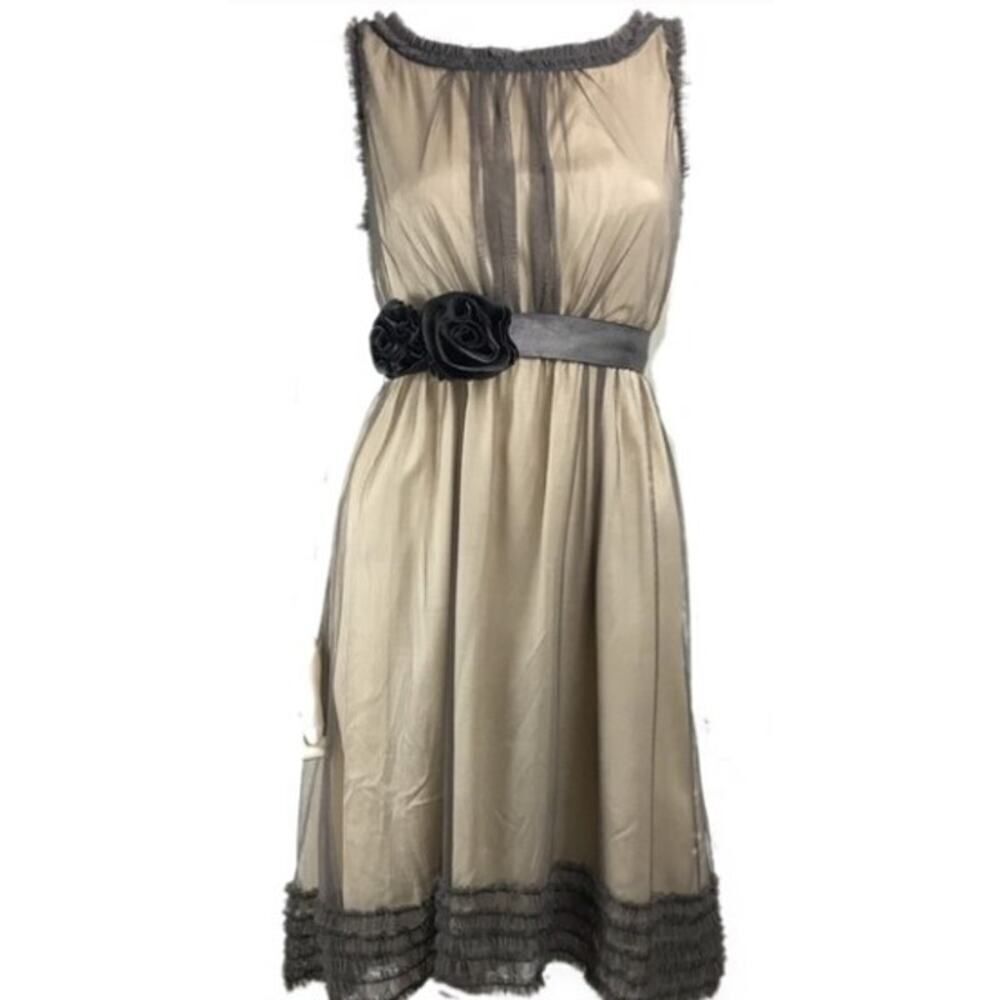 Anthropologie Moulinette Soeurs Midi Dress Tulle Overlay Ruffle Sz. XS